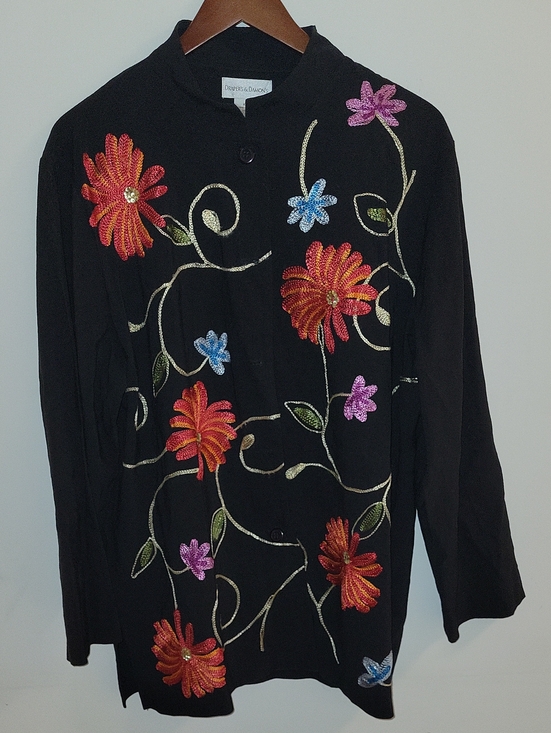 drapers & damons Jackets & Blazers - Drapers & Damons Embroidered Floral Button-Up Manderin Jacket Size Xl